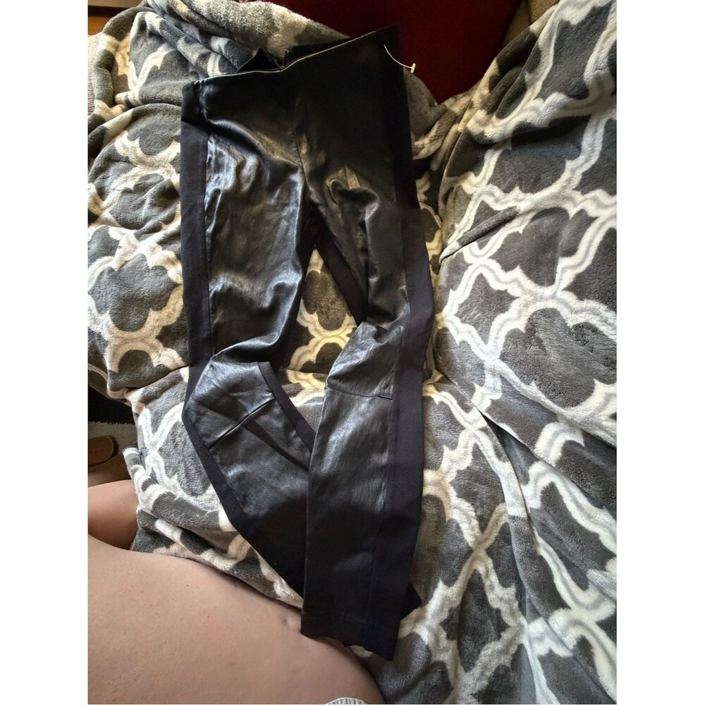 J. Crew Black Faux Leather Leggings with Knit Side Panels